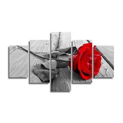 Swmart 5 Piece Abstract Rose Modern Home Wall Decor Canvas Picture Art HD Print Painting Set Of 5 Each Canvas Arts No Frame SWM01