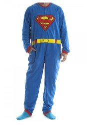Superman - Mens Costume Union Suit With Cape XL Blue
