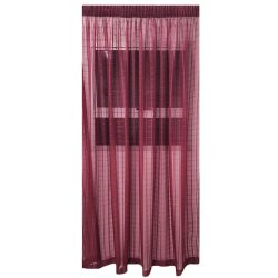 Matoc Readymade Curtain -grid Voile -dark Red -taped -500CM W X 250CM H