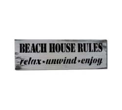 Wood Home Decor Wall Art - Beach House Rules - White Black