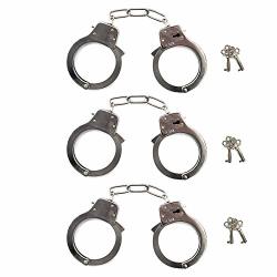 Jasincess Toy Metal Handcuffs With Keys Police Costume Prop Accessories Party Supplies 3 Pack