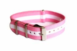 20mm Pink White Striped Military Nylon Sport Watch Strap Band Wristwatch