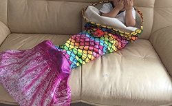 Opall 2017 Latest Cozy Soft Rainbow Mermaid Tail Blanket For Kids With Scales Apply On All Seasons Pink Small Pink