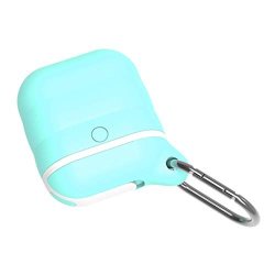 Certainpl Airpods Case With Keychain Waterproof Silicone Protective Cover Skin For Airpods Charging Case Mint Green