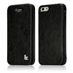 Iphone Se Case Jisoncase Iphone Se 5S 5 Leather Case Cover Book Folio Style Magnetic Flip Case For Apple Iphone Se iphone 5S 5- Black