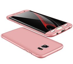 Samsung Galaxy S7 Edge Case Vanki 3 In 1 Hard PC Full Coverage Protective Cover Rose Gold