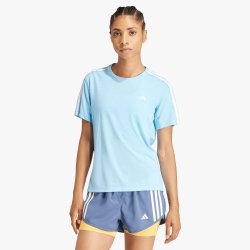 Adidas Womens Own The Run 3-STRIPE Blue Tee
