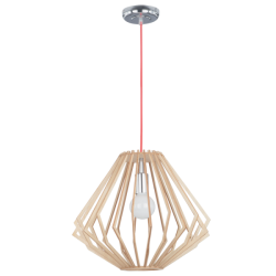 Bright Star Lighting - Polished Chrome And Wood Pendant In Diamond Shape