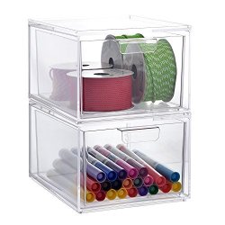 Us Acrylic Llc 2 Pack Stackable Clear Plastic Craft And Office