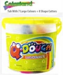 Colorland Qdough Non Toxic 7 Colours Large Play Dough With 8 Shape Cutters Tub- 7 Various Colours Large Play Dough In A Tub Fun