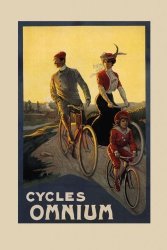 FinePosters Canvas Family Riding Bicycle Cycles Bike Omnium 16" X 22" Image Size . Vintage Poster On Canvas. Art Reproduction . We Have Other Sizes Available