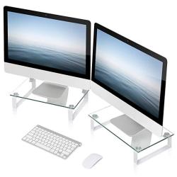 Fitueyes Clear Computer Monitor Riser Dual Desktop Stand For Xbox One component flat Screen Tv -2 Pack DT103805GC