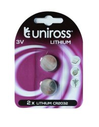 Uniross 2 Pack Lithium Coin Cell CR2032