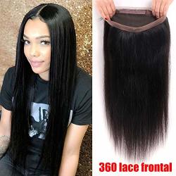 8A Grade 360 Lace Frontal Brazilian Straight Pre Plucked 360 Frontal Closure With Baby Hair 100% Unprocessed Remy Human Hair Frontal Nature Color 18INCH 360 Frontal