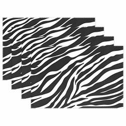 Ntsee Placemat Set Of 1 4 6 Heat Resistant Placemat For Dining Table Deocration Durable Polyester Kitchen Table Mats Placemat 12X18 In Zebra Pattern Background