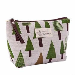 Zipper Cosmetic Bag For Women Cotton And Linen Adorable Roomy Makeup Bags Travel Leaves Lattice Printed Toiletry Bag Accessories Organizer Sloth Gifts 8.3 X 5.1INCH E