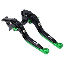 For Kawasaki Ninja 300 R 2013-2017 Black Green Folding Extendable Brake Clutch Accessories Engraved Levers