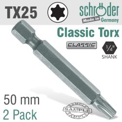 Torx TX25 Classic Power Bit 50MM 2CD - SC23872