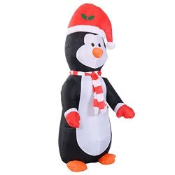 Tangkula 4 Ft Inflatable Penguin Christmas Decor Lighted Cute Penguin