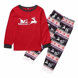 Christmas Pajamas For Family - Kids Deer Printed Top+pants Xmas Family Clothes Matching Pajamas 3-4 Years Wine -baby