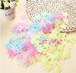JIAHUI 200PCS PACK Stars Glow In The Dark Luminous Fluorescent Plastic Wall Stickers Decals For Home