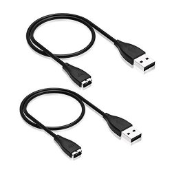 2PCS Fitbit Charge Hr Charger Eveshine Replacement USB Charger Charging Cable Cord For Fitbit Charge Hr Band Wireless Activity Bracelet 27CM 2 Pack Black