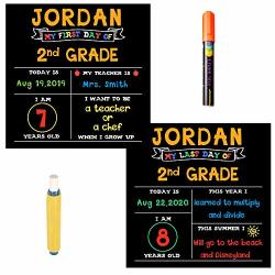 Set Of First And Last Day Of School Chalkboards For Girls And Boys 12" X 12" Use Chalk Markers Or Regular Chalk