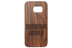 For Samsung Galaxy S7 Black Walnut Wood Phone Case Ndz Cocked N Locked 2 Line