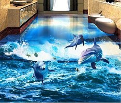 Lwcx Customized 3d Flooring Bedroom Wallpaper Dolphin Wave 3d Floor Tiles Water Vinyl Wallpaper Self Adhesive Wallpaper 200x140cm R Home And