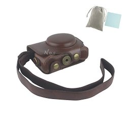 NO.2 Warehouse Protective Pu Leather Camera Case Bag For Canon G7 X G7X G7X Mark II Dslr Camera Dark Brown + A Piece Of Clean