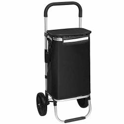 Forup Shopping Tote Cart Shopping Trolley Foldable Grocery Cart Folding Laundry Pull Cart With Wheels Fabric Bag Aluminum Frame
