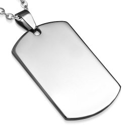 28x40mm Stainless Steel Engravable Tag Charm Pendant - Pac380