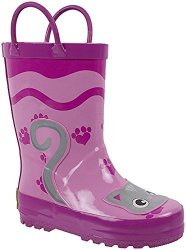 Rainbow Daze "pretty Kitty" Pink Kitty Cat Printed Rubber Rain Boots For Kids Size 11 12