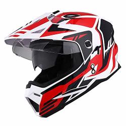 Dual 1STORM Sport Motorcycle Motocross Off Road Full Face Helmet Visor Storm Force Red Size Medium