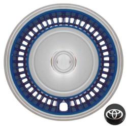 14" Wheel Cover Set - Chrome & Blue - Toyota Badge