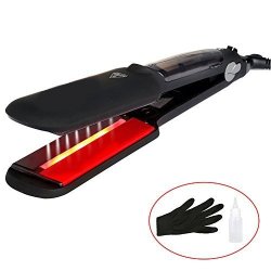 Yaobao Steam Hair Straightener 2 In 1 Professional Steam Infrared Flat Iron With 2 Inches Wide Ceramic Heat Plate Black
