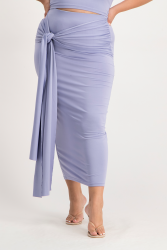 Savannah Wrap Tie Detail Skirt - Persian Violet - XL