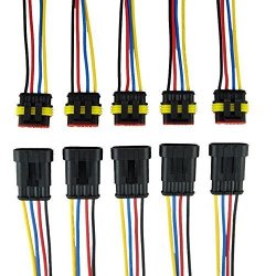 Onmi 4 Pin Way Car Auto Waterproof Electrical Connector Plug With Wire Awg Marine Pack Of 5