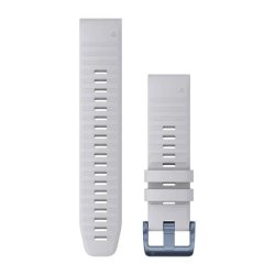 Garmin Quickfit 22 Watch Bands - Whitestone Silicone With Mineral Blue Hardware
