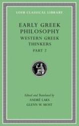 Early Greek Philosophy Volume V - Western Greek Thinkers Part 2 English Greek To Hardcover