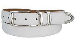 Harbor Men's Belts Italian Calfskin Leather Designer Dress Golf Belt 1-1 8" Wide Assembled In The Usa Smooth White 34