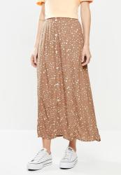 Cotton On Amore Button Maxi Skirt - Heather Ditsy Heritage Brown