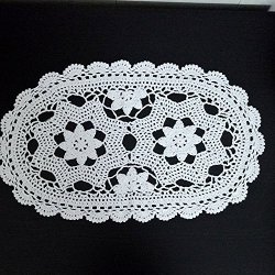 Laivigo New Handmade Crochet Lace Oval Table Placemat Doilies Doily 12 X 20 Inch White 2PCS
