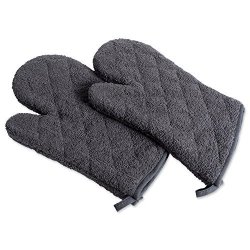 DII 100% Cotton Terry Oven Mitts 7 X 13" Heat Resistant Machine Washable For Everyday Kitchen Basic Set Of 2 Ovenmitt Mineral Gray 2 Piece