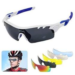 Polarized Sports Sunglasses For Men Women Cycling Glasses With 5 Interchangeable Lenes Running Driving Fishing Golf Baseball Outdoor Sports Red 5 Lens