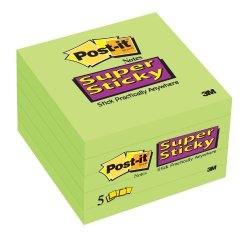 Post-it Super Sticky Notes 3 X 3-INCHES Limeade 5-PADS PACK 654-5SSLE