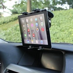 Multi-angle Rotating Car Mount Windshield Holder Stand Window Glass Swivel Cradle Suction Black For Samsung Galaxy Tab E Nook 9.6 SM-T560 - Samsung Galaxy