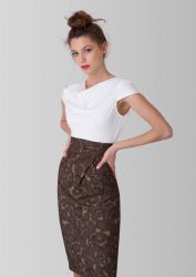 Closet London Khaki Cowl Neck 2 In 1 Print Skirt Dress