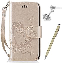 Huawei Honor 6 Case Huawei Honor 6 Cover Ikasus Embossing Love Butterfly Flower Flip Folio Wallet Case Pu Leather Scratch Resistant Stand Card Slots