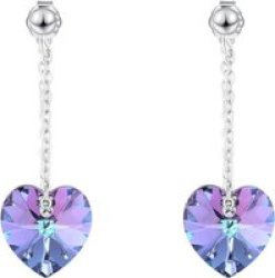 Za Dangle Heart Shapped With Crystals From Swarovski Earrings - Violet